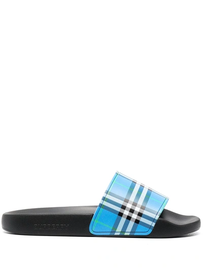 Burberry Vintage Check Slides In Blue