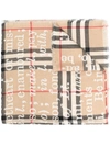 BURBERRY TEXT-PRINT CHECK SCARF