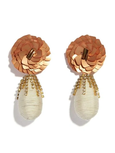 Lizzie Fortunato Le Pavilion Sequin & Crystal-embellished Flower Drop Earrings In Gold
