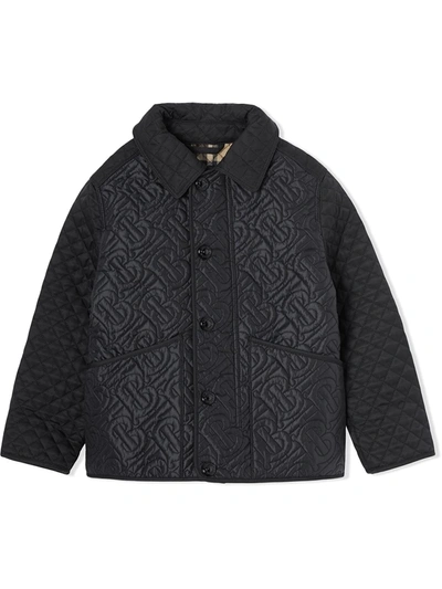 Burberry Teen Monogram Quilted Jacket In Black