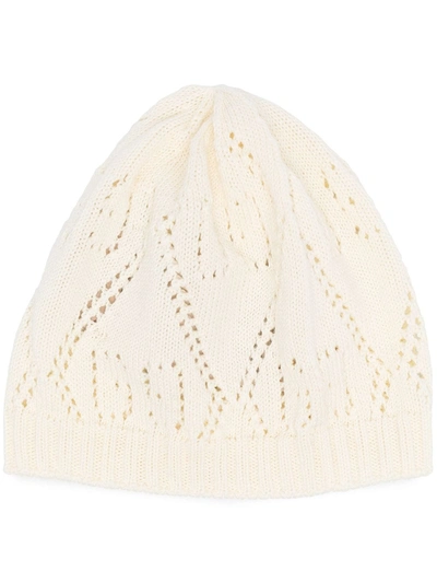 Gucci Gg Open Knit Beanie In Neutrals