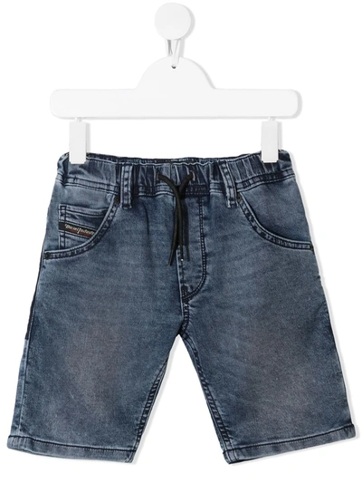 Diesel Kids' Drawstring Waist Denim Shorts In Blue