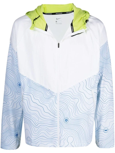 Nike Swoosh Logo-print Colour-block Lightweight Jacket In White