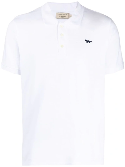 Maison Kitsuné Logo Embroidered Polo Shirt In White