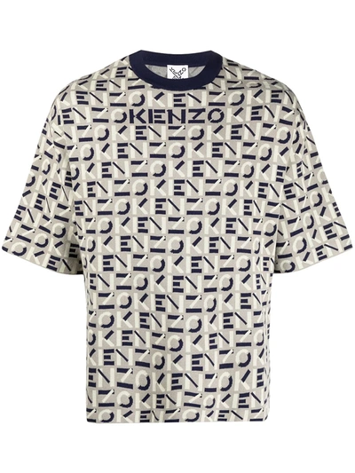 Kenzo Logo-print Fine-knit T-shirt In Grey