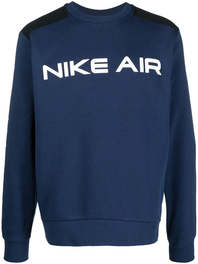 Nike Logo-print Round Neck Sweatshirt In Blue
