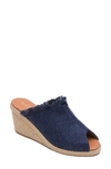 ANDRE ASSOUS POPY FRAYED WEDGE MULE,802568866056