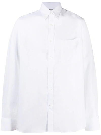 Brunello Cucinelli Men Basic Fit Twill Shirt With Button-down Collar In White