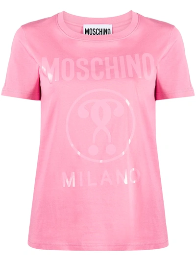 Moschino Tonal Logo Print T-shirt In Pink