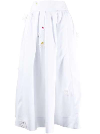 Rosie Assoulin Flower Applique Skirt In White