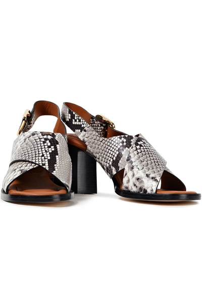 Joseph Fadham Snake-effect Leather Slingback Sandals In Animal Print