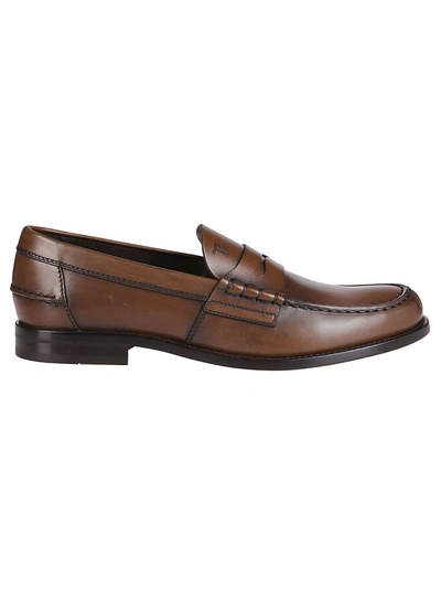 Tod's Brown Leather Penny Loafers In Marrone