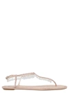 René Caovilla Chandelier Crystal Flat Thong Sandals In Beige