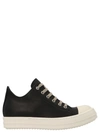 Rick Owens Phlegethon Leather Sneakers In Nero Bianco