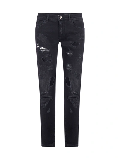 Dolce & Gabbana Stretch Denim Skinny Jeans In Variante Abbinata