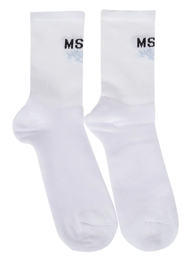 Msgm Logo Intarsia-knit Socks In White