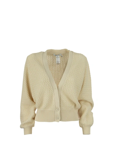 Agnona Cashmere And Cotton Cardigan In Ivory