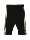 Balmain Teen Side-stripe Shorts In Nero/oro