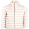 Save The Duck Logo-sleeve Padded Jacket In Beige