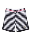 MONCLER NAVY BLUE AND WHITE COTTON TRACK SHORTS,8H71100829LYB 070