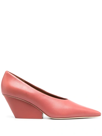 Camperlab Pointed Wedge Heel Pumps In Red