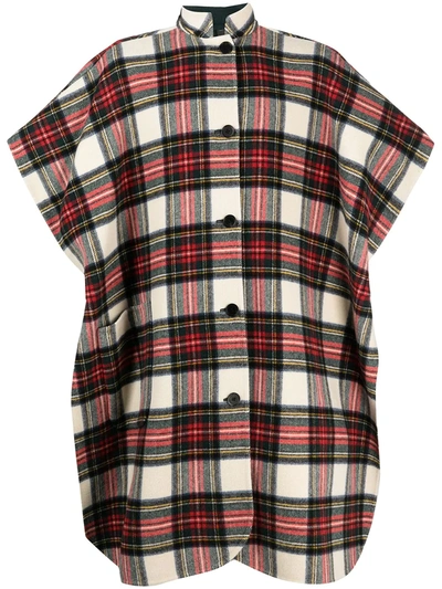 Burberry Reversible Plaid Poncho In Multi