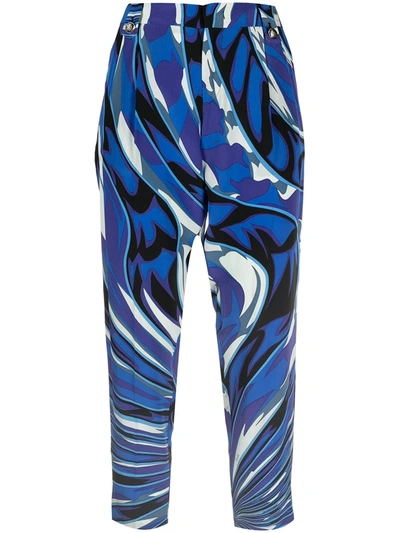 Pre-owned Emilio Pucci Abstract Print Cropped Trousers In Blue