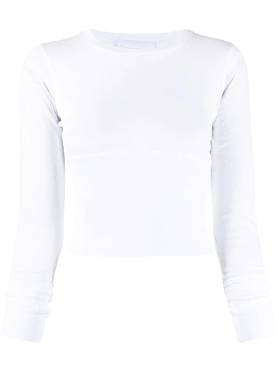 Wardrobe.nyc Bonded Stretch Cotton L/s Crop T-shirt In White