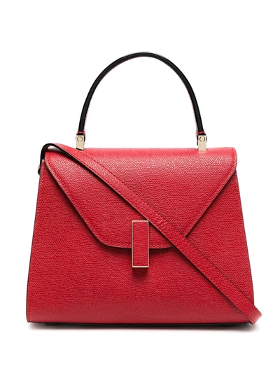 Valextra Micro Iside Grain Leather Top Handle Bag In Red