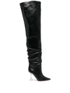 Amina Muaddi Olivia Leather Over-the-knee Boots In Black