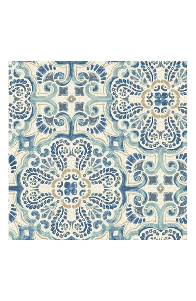 Wallpops ! Blue Florentine Tile Peel & Stick Vinyl Wallpaper