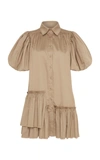 AJE AMBIENCE ASYMMETRIC COTTON MINI SHIRT DRESS