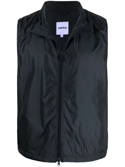 Aspesi High-neck Technical Gilet In Navy