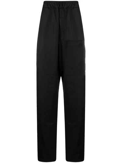 Jil Sander Elasticated Waist Wide-leg Trousers In Black