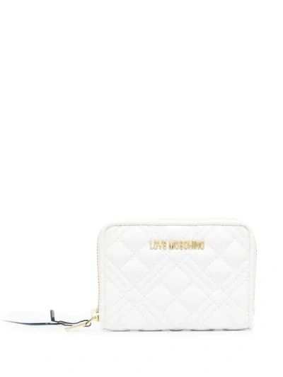 Love Moschino Quilted Zip Wallet In White