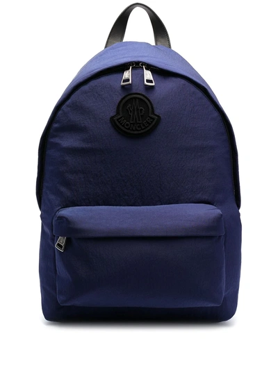 Moncler Logo-patch Zip-fastening Backpack In Blue