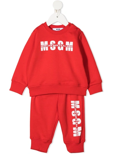 Msgm Babies' Logo-print Tracksuit Set In 红色