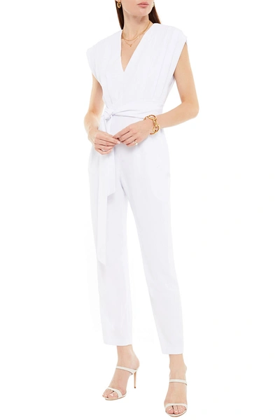 Alice And Olivia Onita Pleated Waist Tie Jumpsuit In White