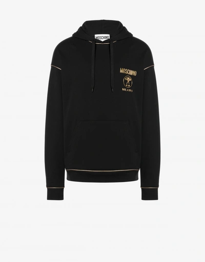 Moschino Cotton Sweatshirt Gold Logo In Black
