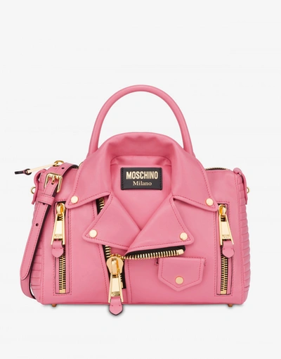 Moschino Biker Hand Bag In Pink