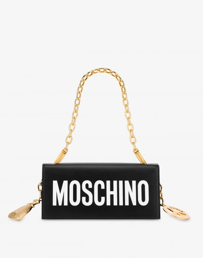 Moschino Handbag With Logo And Charms In Black