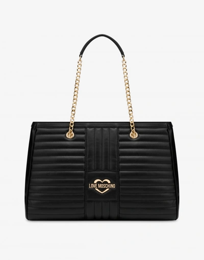 Love Moschino Quilted Shopper With Logo In Black