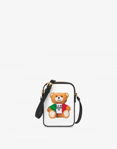 Moschino Italian Teddy Bear Shoulder Bag In White