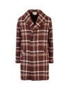 GUCCI COAT WITH CHECK PATTERN IN BROWN