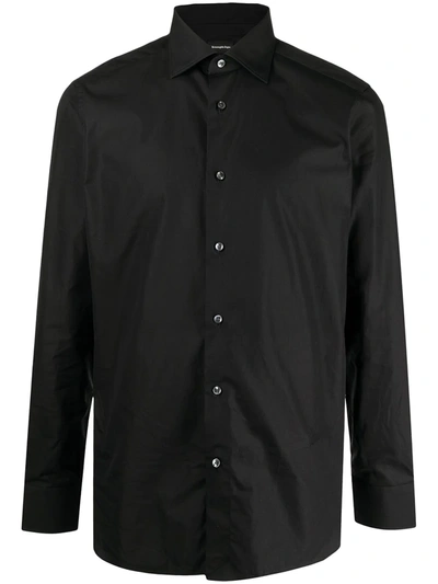 Ermenegildo Zegna Long-sleeve Poplin Shirt In Black