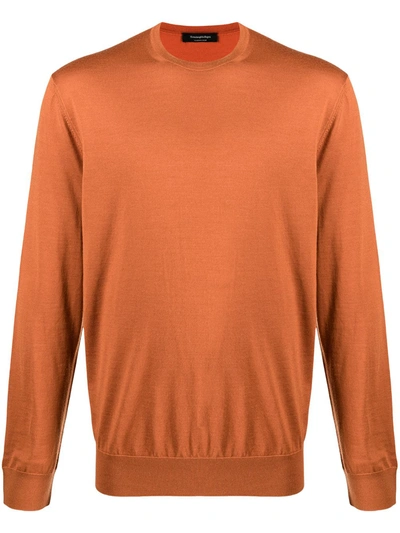 Ermenegildo Zegna Silk-cashmere Blend Sweatshirt In Orange