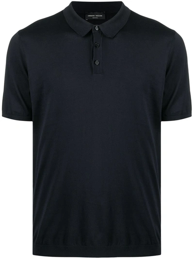 Roberto Collina Short-sleeved Cotton Polo Shirt In Blue