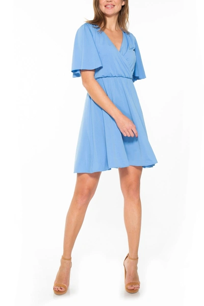 Alexia Admor Oakless Flutter Sleeve Fit & Flare Dress In Denim Blue