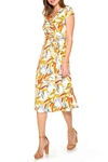 Alexia Admor Iris Dropped Shoulder Wrap Midi Dress In Large Palm