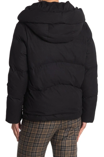 Allsaints Ester Hooded Puffer Jacket In Off Black